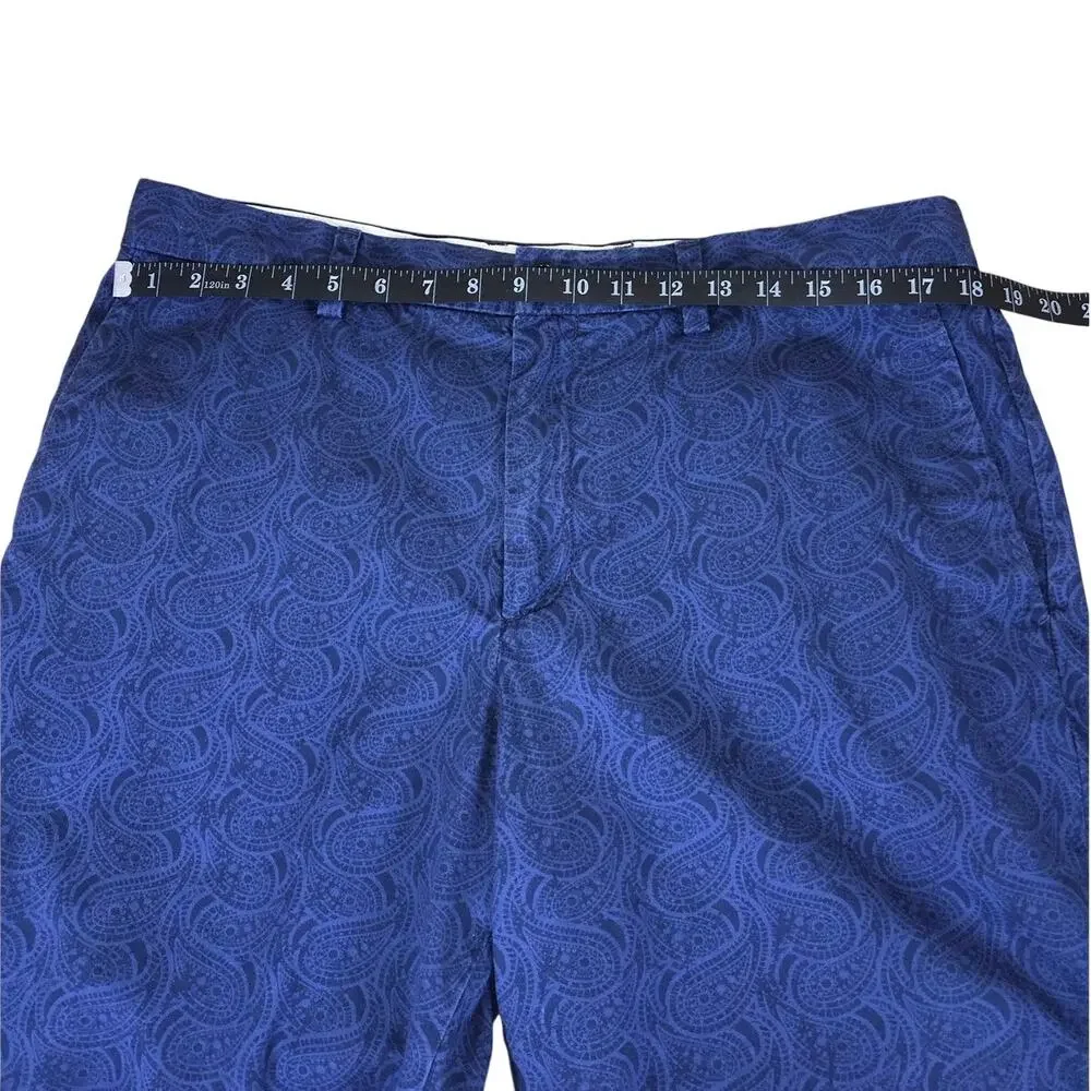 Banana Republic Aiden Shorts Men’s 34 Navy Paisley 100% Cotton Preppy Casual